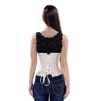 Hengzhifeng Women's Gothic Embroidery Lace Up Boned